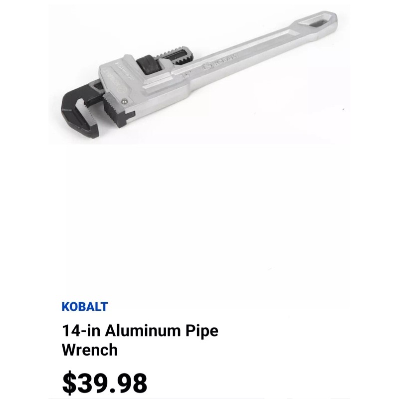 Kobalt 14" Extremely NICE!! Aluminum Pipe Wrench Model #0464648