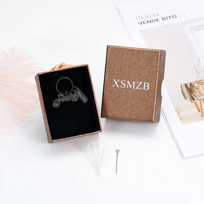 XSMZB Cremation Jewelry Urn Keychain for Ashes Motorcycle Memorial Keychain