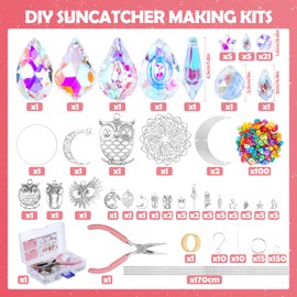 410 Pieces Sun Catcher Crystal Craft Set Adult Owls DIY Window Wind Chime Craft Suncatcher Window Decoration Pendant Light Catcher Prism for Home Office Garden Christmas Day Wedding Decoration