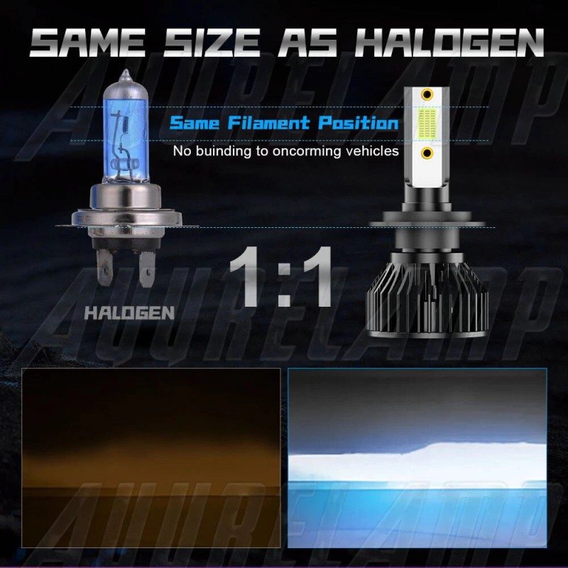 AuureLamp H7 LED Headlight Bulb High/Low Beam 10000W 1000000LM Bright
