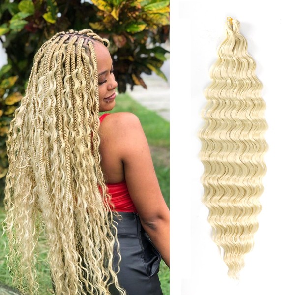 Ainimiu Ocean Wave Crochet Hair 22 Inch 3 Packs Deep