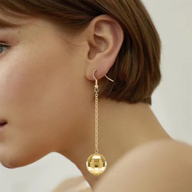 Adoshine Disco Ball Earrings for Women Silver Gold Disco Mirrorball Earrings Perfect for 70s outfits Dance Party Costume Accessories (Gold)