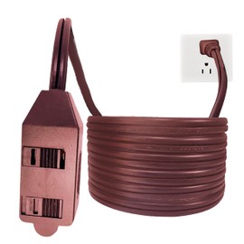 HONDERSON 3-Outlets Flat Extension Cord, Power Strip with Safety Covers, UL Listed 16/2 SPT-2 Outlet Extender, 2 Prong 16 Gauge 6FT Brown Indoor Extension Cord