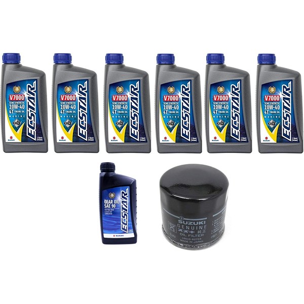 Suz uki Oil Change Kit for DF140A with 6 quarts of Oil and 16510-61A31 Filter and 1 Quart Suzuki Lower Unit Hypoid Gear Oil SAE-90