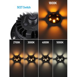 LEONLITE 5CCT Well Lights Landscape LED In Ground, 5W Low Voltage Well Lighting, 1800K/2700K/3000K/4000K/5000K Selectable, 12-24V AC/DC, CRI90, ETL Listed, IP67 Waterproof, Aluminum, Pack of 6