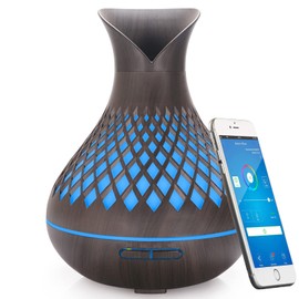 Smart WIFI Essential Oil Diffuser, 500ml Aromatherapy Diffuser Humidifier for Large Room, Works with Phone App & Alexa Google Home Voice Control, 7 LED, Create Schedules and 4 Timer, Auto Shut-Off,Dar