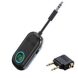 Bluetooth 5.3 Transmitter Receiver 2-in-1 | Wireless Audio Adapter for Dual/Headphones | TV/Airplane/Car Stereo Adapter | 3.5mm Low Latency Transmitter & Receiver