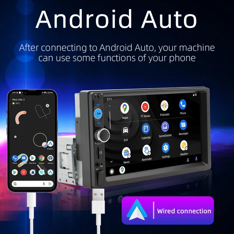 Virego Single 1Din 7" Touch Screen Stereo Bluetooth Radio Car