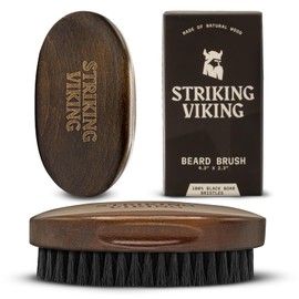 Striking Viking Beard Brush for Men - 4.3 in, Beech Wood Handle, Brown