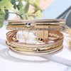Leather Cuff Bracelets for Women Faux Pearl Multilayer Wrap Bracelet