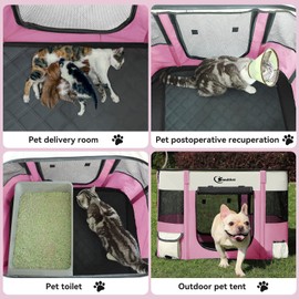 Dog Playpen,Cat Pet Puppy Pen,Portable Playpens for Dogs Indoor Outdoor Travel Camping Use,Foldable Dog Kennel Tent Crate for Rabbit Small Animals with Carrying Case and Tent Stakes (Pink, Medium)