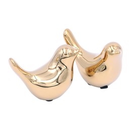 Tiardey 2 PCS Decorative Birds Art Metal Figurines - Abstract Animals Crafts Statues Modern Ornaments for Office Home Decor(Golden)