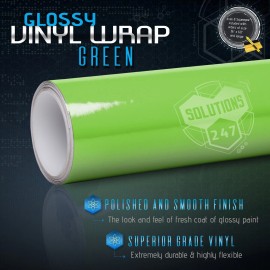 Solutions 60" x 96" Inch Gloss Green Glossy Vinyl Wrap Film Decal Bubble Free Air Release