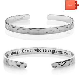 Carviell Faith Christian Bracelets for Women, Girls Boys, I Can Do All Things through Christ, Philippians Cuff, Religious Baptism Gifts, Fall Jewelry, Bible Verse Confirmation Bracelet