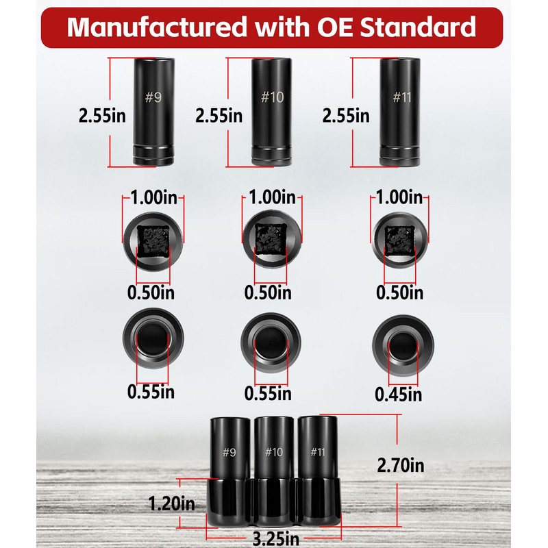 Sunluway 70940 3-Piece Tap Socket Set Tap Socket Wrench Set
