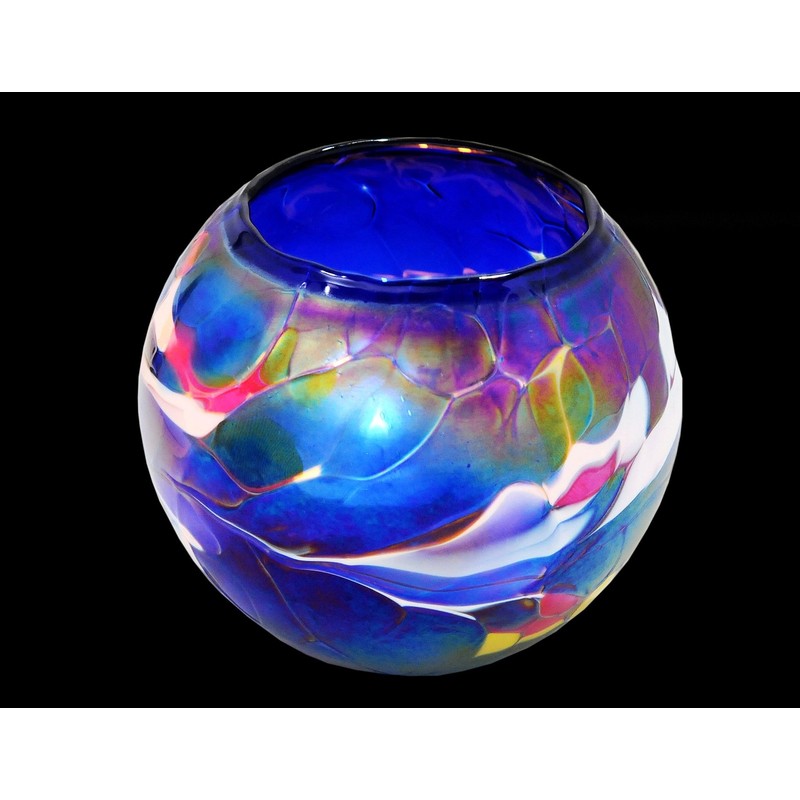 D&J Glassware Friendship Mini Globe Tea Light in a Blue