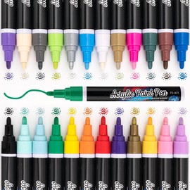 Acrylic Paint Pens for Rock Painting Outdoor Waterproof Paint Markers Tire Pen,Water-Based Eco-Friendly Non-Toxic Anti - UV, Bright Long-Lasting Strong Coverage,12/24Colors Coloring Art Set - Color: 24Colors-3mm