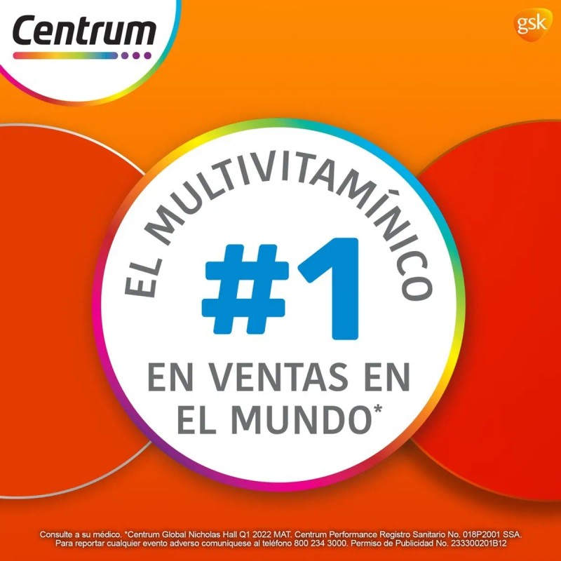 Multivitamínico Centrum Performance Vitaminas Complejo 100 Tabletas Sabor
