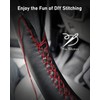 Belinous Leather Steering Wheel Cover Lace Up, Hand-Stitch on Wrap,