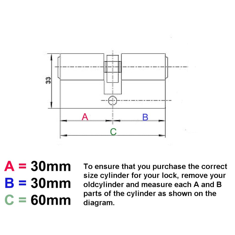 Security Anti-Snap Euro Lock Cylinder-Brass Replacement Lock Barrel (Chrome, 60mm(30/30))