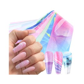 Marble Texture Butterfly Leopad Flower Nail Foil Transfer Sticker 10Pcs 20X4Cm Xk160679 Nail Wraps Art Stickers Manicure Supplies for Women for Home Nails Full Long Lasting Easy Apply and Remove