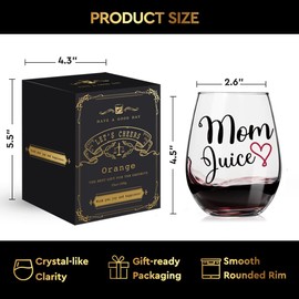 QIMIUTB Mom Juice Cup Engraved Wine Glass, Funny Gag Mother’s Day Birthday Christmas Thanksgiving Valentines Gift for Mother Mommy Grandma Mom Wmen Her, Wine Gifts Ideas for Mother-23 (Mama Juice)