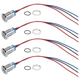 Indicador LED Precableado 12 Mm 12V-24V Luz Piloto LED de ánodo Común de Dos Colores de Colores Dobles(rojo azul), Botones e Indicadores