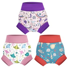 MOEMOE BABY Baby Swim Nappy, Pack of 3 Reusable Swim Nappies, Waterproof Swim Nappies for Girls, M/3T/3 Years