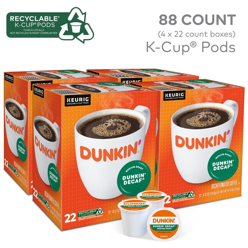 Dunkin' Donuts Decaf Keurig Single-Serve K-Cup Pods, Medium Roast, 22