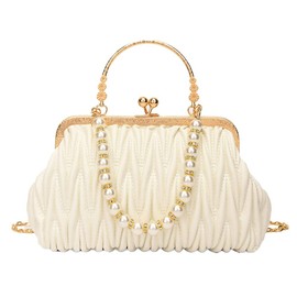 Solyinne Womens Clutch Purse Pearl Evening Bag Envelope Evening Bridal Wedding Party Club Purses Crossbody Handbags