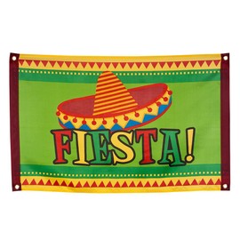 Boland 54405 - Fahne Fiesta, Größe 60 x 90 cm, Polyester, Mexiko, Banner, Wanddekoration, Hängedekoration, Kindergeburtstag, Mottoparty, Karneval