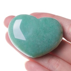 GUJOXILA 1.8" Green Aventurine Crystal Heart Crystals Gifts for Women Gemstones Ornaments Polished Nature Protection Reiki Balancing Spiritual Meditation Stones