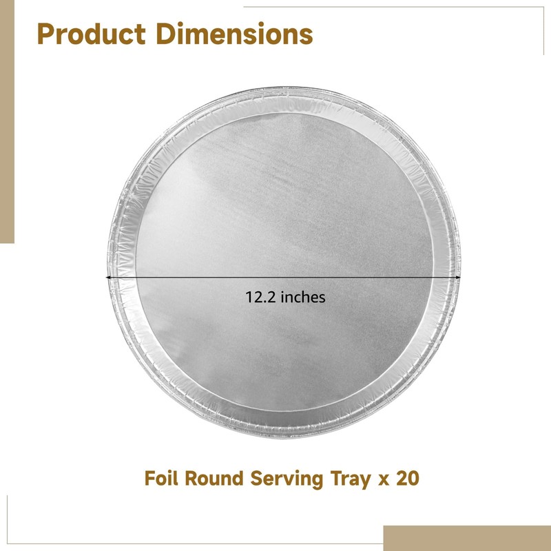 Homaisson 20 PCS Disposable Aluminium Foil Serving Trays, 12” Round