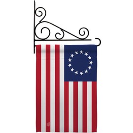 Ornament Collection Historic Betsy Ross Garden Flag Set Wall Holder Patriotic Support United State American Small Decorative Gift Yard House Banner Double-Sided Made in USA 13 X 18.5