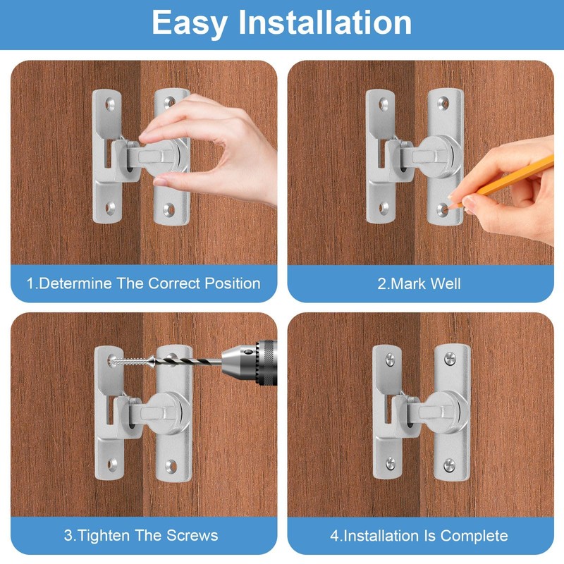 Luminous Door Bolt Sliding Lock, Pack of 2 Bedroom Snap