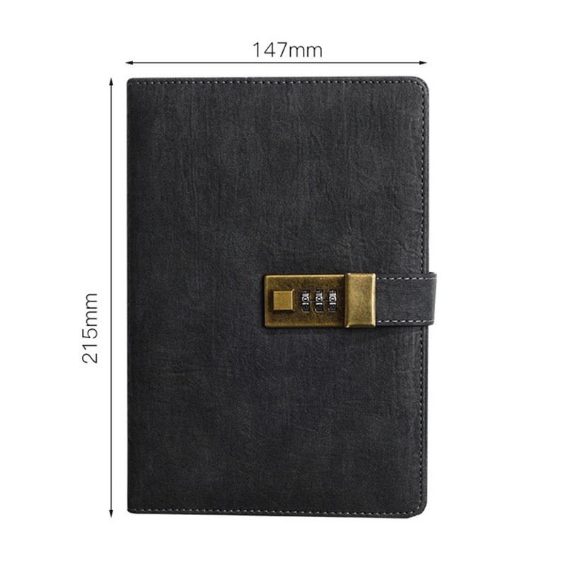Vintage A5 Notebook PU Covered Diary with 3-digit Lock Notepad