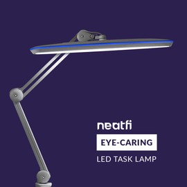Neatfi XL 2,200 Lumens LED Task Lamp with Clamp, 24W, 117 Pcs SMD LED, 23 Inches Ultra Wide Lamp, 4 Level Brightness Dimmable, Eye-Caring LED Lamp, Glare Free, Adjustable Arm Utility Clamp (Silver)