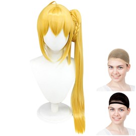 CaseEden 6030 Premium Ijichi Rainbow Summer Cosplay Wig, Long Bang, Braid, Gold, Blonde Hair