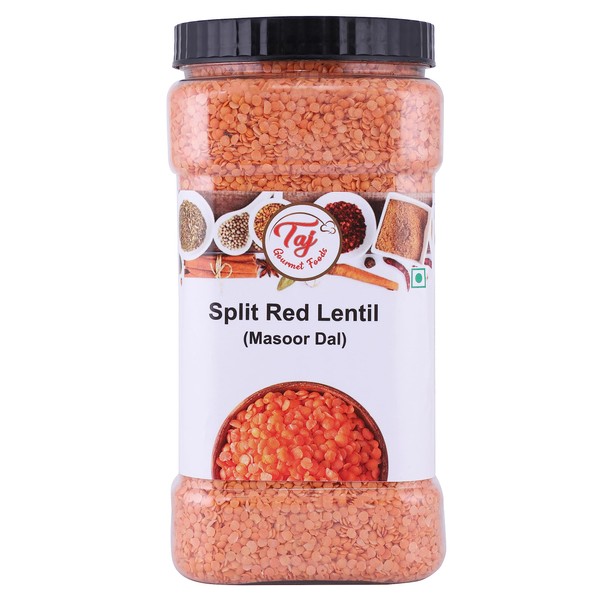 TAJ Premium Indian Masoor Dal, Red Lentils (3.5 Pounds Jar)