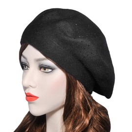 ZLYC Women's Wool Beret Classic French Beret Warm Beret Hat, black