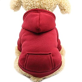 Idepet Idefair Autumn Winter Outdoor Plain Cotton Hoodie with Bag for Dogs and Puppies, m