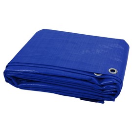 3 x 5 m Blue Tarpaulin Cover, Waterproof, Weatherproof, Frost-Resistant, UV Protection, Universal, Multipurpose, Groundsheet, Camping, Boating, Hiking