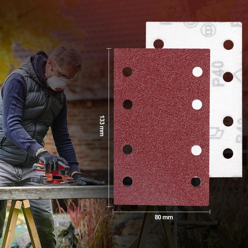 Sruhrak 80 x 133 mm Sandpaper, Pack of 50 Sanding