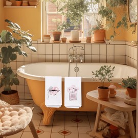 SPBL&L Pink and Black Bathroom Decor, Women Fashion Pink Hand Towels for Bathroom Set of 4,Black and Pink Bathroom Accessories, Girly Bathroom Decor,Pink and Black Bathroom Set,16x24 Inches