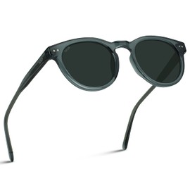 WearMe Pro Polarized Classic Round Retro Women's Sunglasses (Crystal Blue/Smoke Lens)