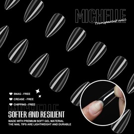 Michelle Almond False Nails Tips 120pcs Medium Almond Press on Nails Pre-shape Gel Nail Tips for Full Cover Acrylic Nails Fake Nails For Nail Extension Home DIY Nail Salon Gelly Tips