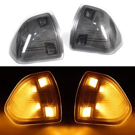YMHHefy LED Side Mirror Turn Signal Light Two Wire Left Driver Right Passenger Lamps Smoked Cover Lens Compatible with Dodge Ram 1500 2500 3500 4500 5500 10-18 2Pcs 68302828AA 68302829AA