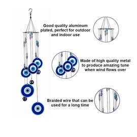 COTO Wind Chimes for Home Garden Decoration Quality Evil Eye Wall Hanging Ornament Gift or to Keep for Your own Patio, Porch, Garden, or Backyard