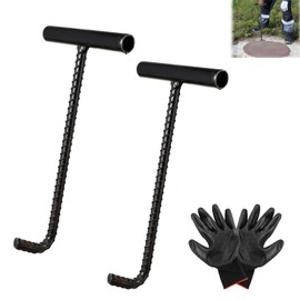 XHNKEG Manhole Cover Lifter, Pack of 2 Manhole Hooks, Gulli Lid Hooks, Manhole Lid Lifter with Thread, Heavy Manhole Lid Lifter, Sturdy T Handles for Manhole Cover