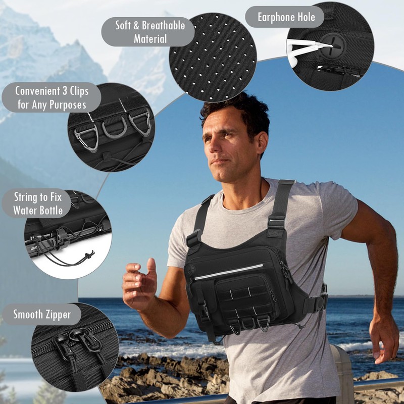 BlesMaller Tactical Chest Bag, Black